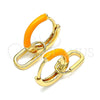 Argolla Huggie 02.213.0216.2.12 Oro Laminado, Diseño de Candado, Esmaltado Naranja, Tono Dorado