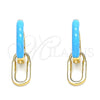 Argolla Huggie 02.213.0216.3.12 Oro Laminado, Diseño de Candado, Esmaltado Turquesa, Tono Dorado