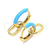Argolla Huggie 02.213.0216.3.12 Oro Laminado, Diseño de Candado, Esmaltado Turquesa, Tono Dorado
