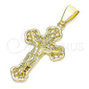 Dije Religioso 05.163.0093 Oro Laminado, Diseño de Crucifijo, Pulido, Tono Dorado