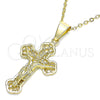 Dije Religioso 05.163.0093 Oro Laminado, Diseño de Crucifijo, Pulido, Tono Dorado