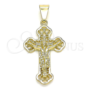 Dije Religioso 05.163.0093 Oro Laminado, Diseño de Crucifijo, Pulido, Tono Dorado