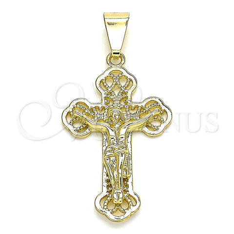 Dije Religioso 05.163.0093 Oro Laminado, Diseño de Crucifijo, Pulido, Tono Dorado