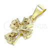 Dije Religioso 05.163.0094 Oro Laminado, Diseño de Crucifijo, Pulido, Tono Dorado
