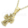 Dije Religioso 05.163.0094 Oro Laminado, Diseño de Crucifijo, Pulido, Tono Dorado