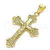 Dije Religioso 05.163.0097 Oro Laminado, Diseño de Crucifijo, Pulido, Tono Dorado