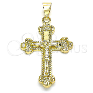 Dije Religioso 05.163.0097 Oro Laminado, Diseño de Crucifijo, Pulido, Tono Dorado