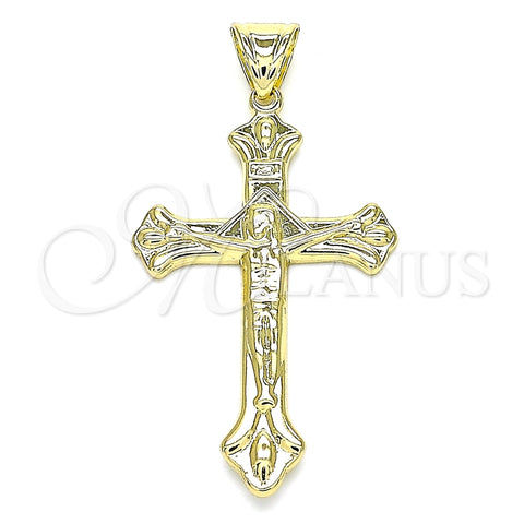 Dije Religioso 05.100.0006 Oro Laminado, Diseño de Crucifijo, Pulido, Tono Dorado
