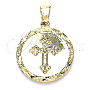 Dije Religioso 05.100.0007 Oro Laminado, Diseño de Crucifijo, Pulido, Tono Dorado