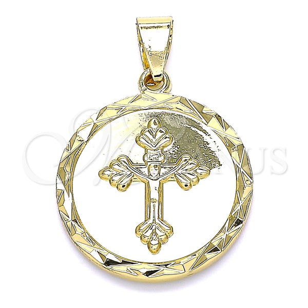 Dije Religioso 05.100.0007 Oro Laminado, Diseño de Crucifijo, Pulido, Tono Dorado