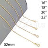 Gargantilla Basica 04.58.0008.18 Oro Laminado, Diseño de Singapore, Pulido, Tono Dorado (0.40 Gauge, 02 MM Thickness, 18 Inches Length)