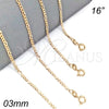 Gargantilla Basica 04.318.0001.16 Oro Laminado, Diseño de Figaro, Pulido, Tono Dorado (04 MM Thickness, 16 Inches Length)