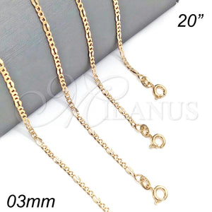Gargantilla Basica 04.318.0001.20 Oro Laminado, Pulido, Tono Dorado (04 MM Thickness, 20 Inches Length)