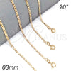 Gargantilla Basica 04.318.0001.20 Oro Laminado, Pulido, Tono Dorado (04 MM Thickness, 20 Inches Length)