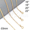 Gargantilla Basica 04.318.0001.20 Oro Laminado, Pulido, Tono Dorado (04 MM Thickness, 20 Inches Length)