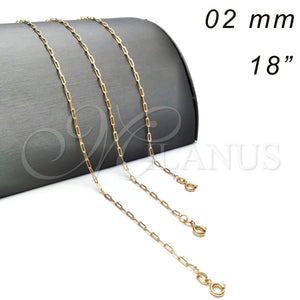 Gargantilla Basica 04.09.0190.18 Oro Laminado, Diseño de Paperclip, Pulido, Tono Dorado (03 MM Thickness, 18 Inches Length)