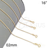 Gargantilla Basica 04.58.0009.16 Oro Laminado, Diseño de Bola, Pulido, Tono Dorado (02 MM Thickness, 16 Inches Length)