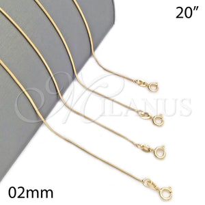 Gargantilla Basica 04.58.0009.20 Oro Laminado, Pulido, Tono Dorado (02 MM Thickness, 20 Inches Length)
