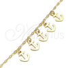 Tobillera de Dije 03.63.2192.10 Oro Laminado, Diseño de Ancla, Pulido, Tono Dorado (03 MM Thickness, 10 Inches Length)