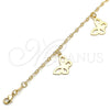 Tobillera de Dije 03.63.2193.10 Oro Laminado, Diseño de Mariposa, Pulido, Tono Dorado (03 MM Thickness, 10 Inches Length)