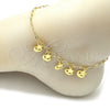 Tobillera de Dije 03.63.2194.10 Oro Laminado, Diseño de Estrella y Luna, Diamantado, Tono Dorado (03 MM Thickness, 10 Inches Length)