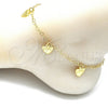 Tobillera de Dije 03.63.2202.10 Oro Laminado, Diseño de Corazón y Amor, Pulido, Tono Dorado (03 MM Thickness, 10 Inches Length)