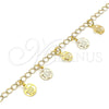 Tobillera de Dije 03.63.2203.10 Oro Laminado, Diseño de Tortuga, Pulido, Tono Dorado (04 MM Thickness, 10 Inches Length)