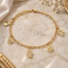 Tobillera de Dije 03.63.2207.10 Oro Laminado, Diseño de Mano de Dios y Judaica, Pulido, Tono Dorado (Grosor 04 MM, 10 Pulgadas de Largo)