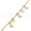 Tobillera de Dije 03.63.2208.10 Oro Laminado, Diseño de Estrella y Luna, Pulido, Tono Dorado (03 MM Thickness, 10 Inches Length)