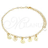 Tobillera de Dije 03.63.2208.10 Oro Laminado, Diseño de Estrella y Luna, Pulido, Tono Dorado (03 MM Thickness, 10 Inches Length)