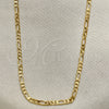 Gargantilla Basica 04.58.0010.20 Oro Laminado, Diseño de Figaro, Pulido, Tono Dorado (03 MM Thickness, 20 Inches Length)
