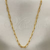 Gargantilla Basica 04.58.0011.20 Oro Laminado, Diseño de Paperclip, Pulido, Tono Dorado (100 Gauge, 03 MM Thickness, 20 Inches Length)
