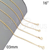 Gargantilla Basica 04.58.0012.16 Oro Laminado, Diseño de Mariner, Pulido, Tono Dorado (0.60 Gauge, 03 MM Thickness, 16 Inches Length)