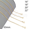 Gargantilla Basica 04.58.0012.20 Oro Laminado, Pulido, Tono Dorado (0.60 Gauge, 03 MM Thickness, 20 Inches Length)