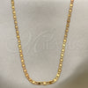 Gargantilla Basica 04.58.0016.22 Oro Laminado, Pulido, Tres Tonos (Calibre 0.80, Grosor 03 MM, 22 Pulgadas de Largo)