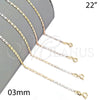 Gargantilla Basica 04.58.0016.22 Oro Laminado, Pulido, Tres Tonos (0.80 Gauge, 03 MM Thickness, 22 Inches Length)