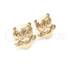 Arete Dormilona 02.58.0019 Oro Laminado, Diseño de Búho, Pulido Turquesa, Tono Dorado