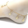 Tobillera de Dije 03.213.0105.10 Oro Laminado, Diseño de Estrella y Cascavel, con Blanca Cristal, Pulido, Tono Dorado (01 MM Thickness, 10 Inches Length)