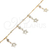 Tobillera de Dije 03.213.0105.10 Oro Laminado, Diseño de Estrella y Cascavel, con Blanca Cristal, Pulido, Tono Dorado (01 MM Thickness, 10 Inches Length)