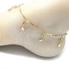 Tobillera de Dije 03.213.0106.10 Oro Laminado, Diseño de Estrella y Cascavel, con Blanca Cristal, Pulido, Tono Dorado (01 MM Thickness, 10 Inches Length)
