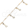 Tobillera de Dije 03.213.0106.10 Oro Laminado, Diseño de Estrella y Cascavel, con Blanca Cristal, Pulido, Tono Dorado (01 MM Thickness, 10 Inches Length)
