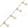 Tobillera de Dije 03.213.0108.10 Oro Laminado, Diseño de Flor y Cascavel, con Blanca Cristal, Pulido, Tono Dorado (01 MM Thickness, 10 Inches Length)