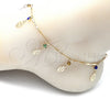 Tobillera de Dije 03.213.0109.10 Oro Laminado, Diseño de Oja y Cascavel, con Multicolor Cristal, Pulido, Tono Dorado (01 MM Thickness, 10 Inches Length)