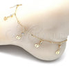 Tobillera de Dije 03.213.0114.10 Oro Laminado, Diseño de Manzana y Estrella, con Blanca Cristal, Pulido, Tono Dorado (01 MM Thickness, 10 Inches Length)