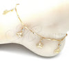Tobillera de Dije 03.213.0115.10 Oro Laminado, Diseño de Corona y Cascavel, con Blanca Cristal, Pulido, Tono Dorado (01 MM Thickness, 10 Inches Length)