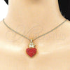 Collares con Dije 04.63.1408.1.20 Oro Laminado, Diseño de Corazón y Corona, con Granate Cristal, Pulido, Tono Dorado (02 MM Thickness, 20 Inches Length)
