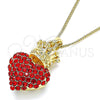 Collares con Dije 04.63.1408.1.20 Oro Laminado, Diseño de Corazón y Corona, con Granate Cristal, Pulido, Tono Dorado (02 MM Thickness, 20 Inches Length)