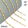 Gargantilla Basica 04.09.0185.16 Oro Laminado, Diseño de Puff Mariner, Pulido, Tono Dorado (04 MM Thickness, 16 Inches Length)