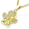 Dije Religioso 05.213.0098 Oro Laminado, Diseño de Angel, Pulido, Tono Dorado