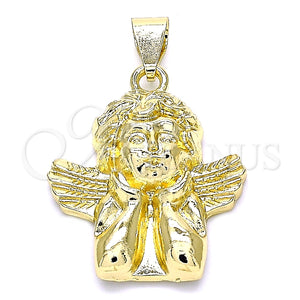 Dije Religioso 05.213.0098 Oro Laminado, Diseño de Angel, Pulido, Tono Dorado